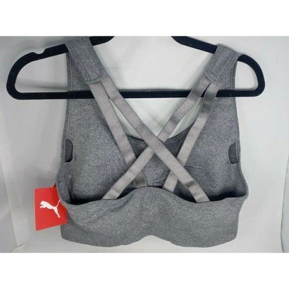 PUMA Women's Seamless Sports Bra Dry Cell Size X Large Color Gray Black Puma New - Picture 8 of 12